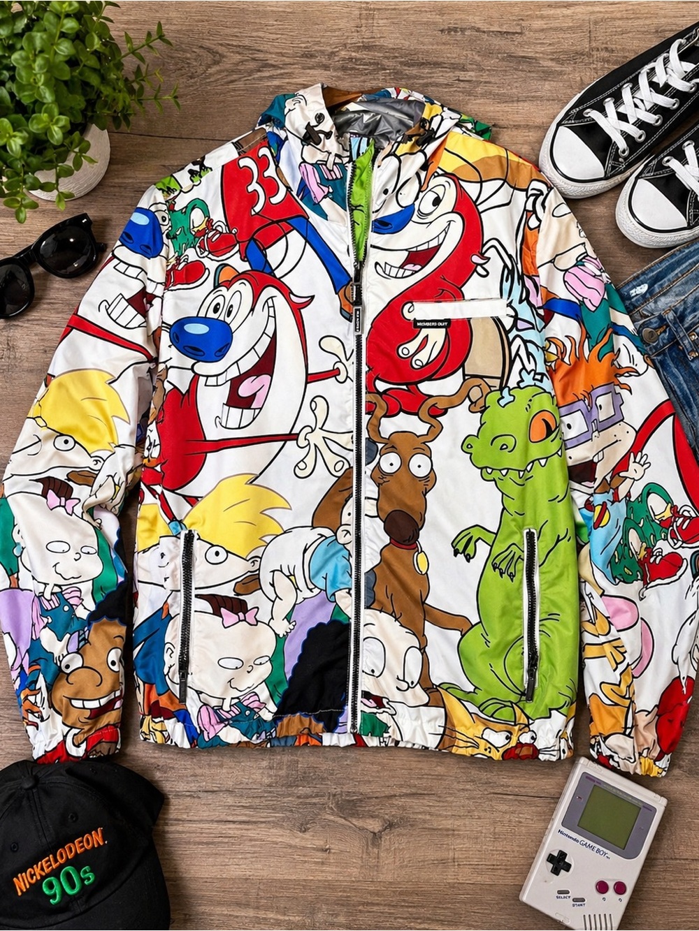 Members Only x Nickelodeon 90s Cartoon Jacket L Rugrats Ren Stimpy